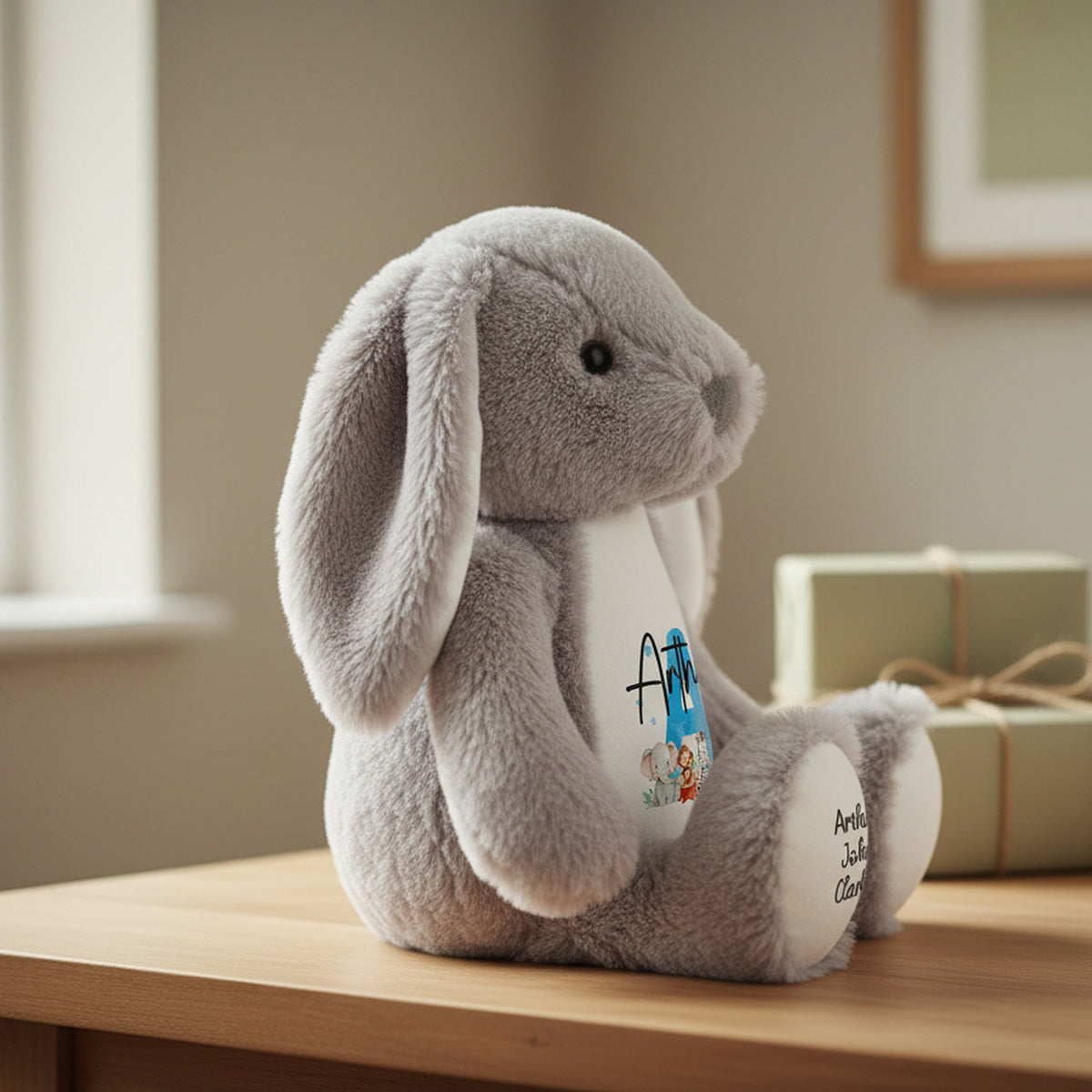 grey bunny teddy personalised teddy bear