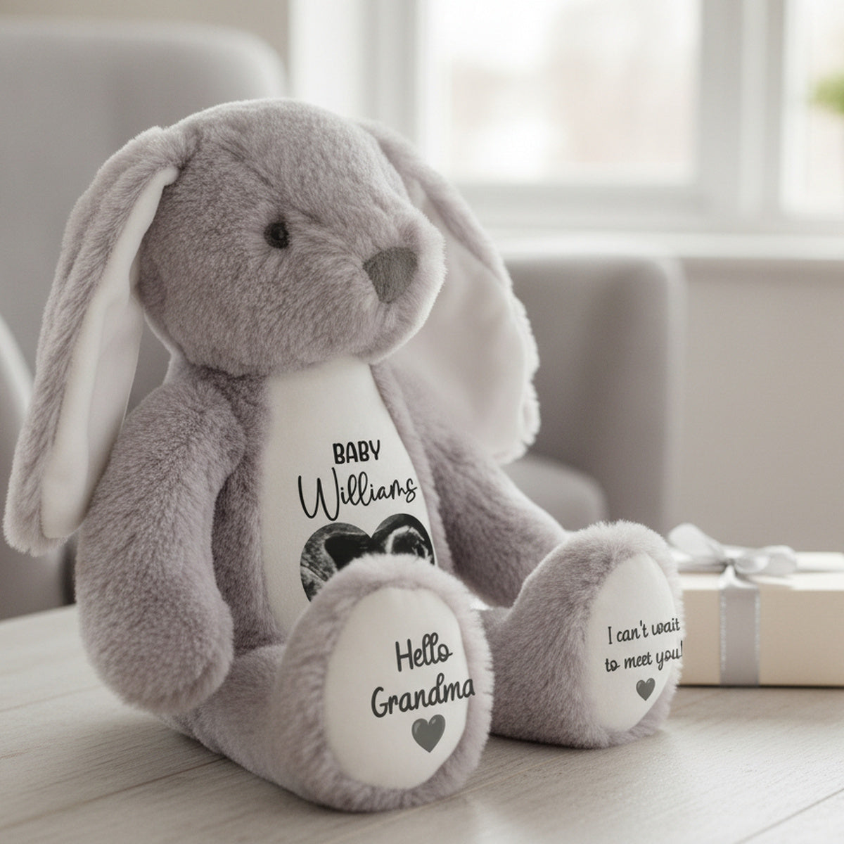 grey bunny teddy personalised teddy bear
