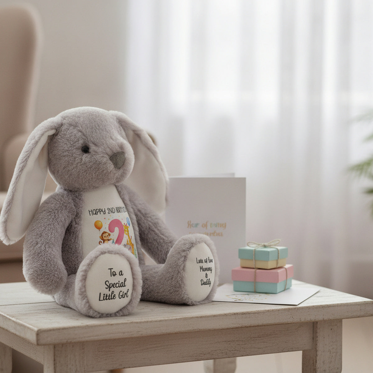 grey bunny teddy personalised teddy bear