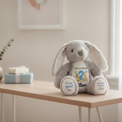 grey bunny teddy personalised teddy bear