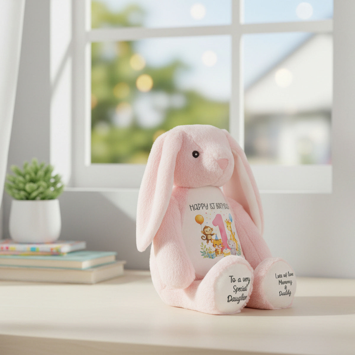 pink bunny teddy personalised teddy bear