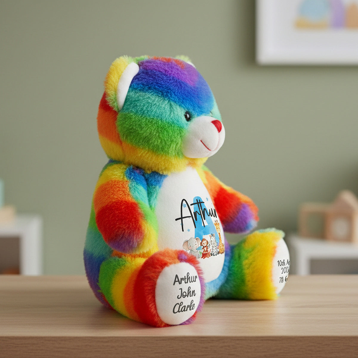 rainbow teddy bear personalised teddy bear