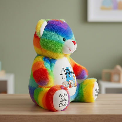 rainbow teddy bear personalised teddy bear