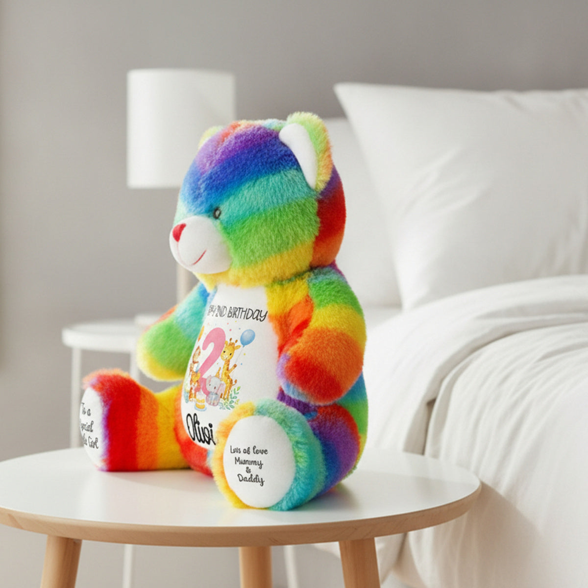 rainbow teddy bear personalised teddy bear