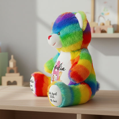 rainbow teddy bear personalised teddy bear