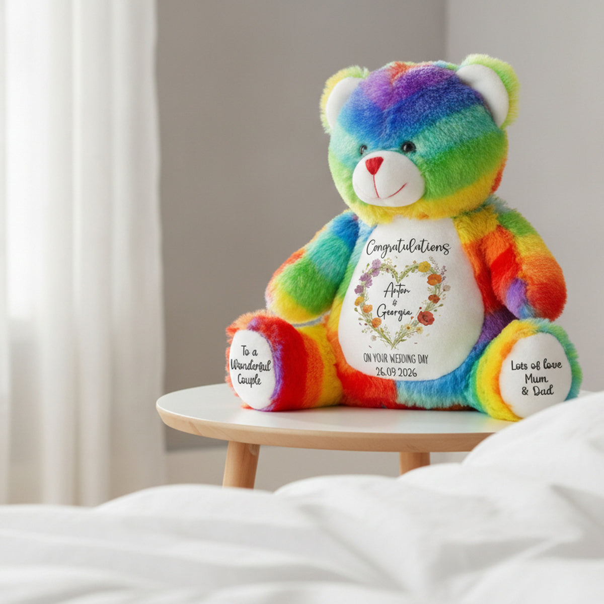 rainbow teddy bear personalised teddy bear