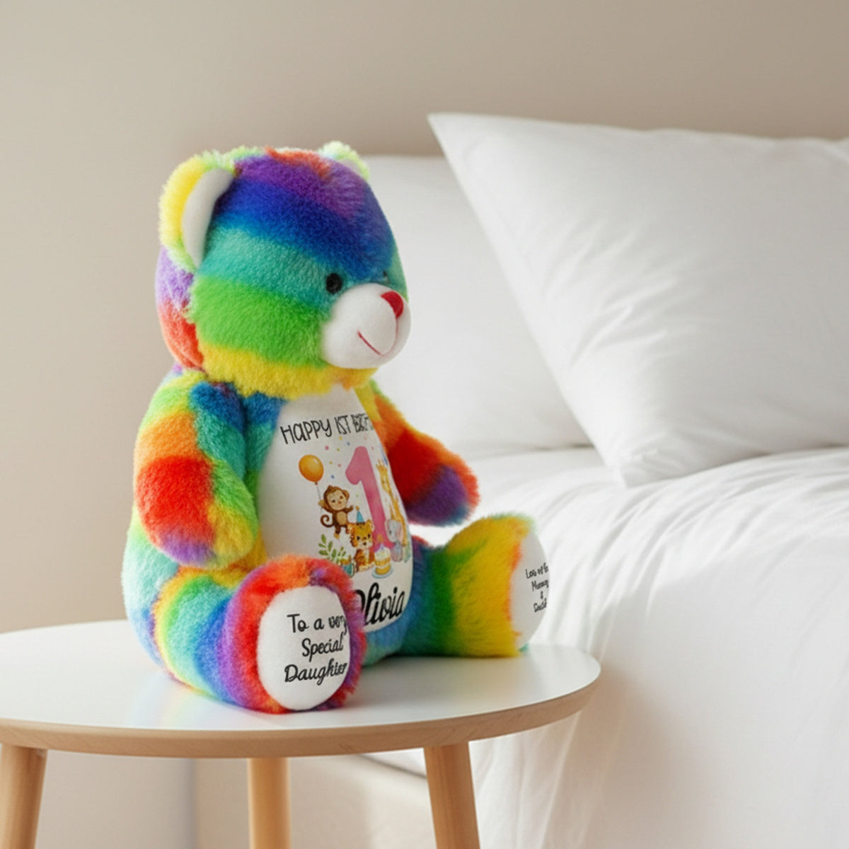 rainbow teddy bear personalised teddy bear