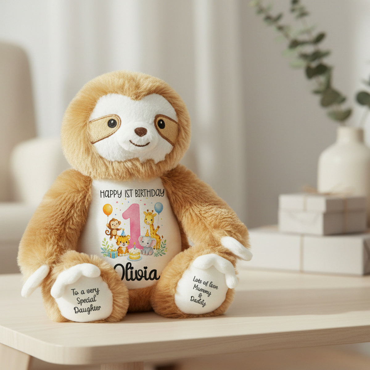 sloth teddy personalised teddy bear