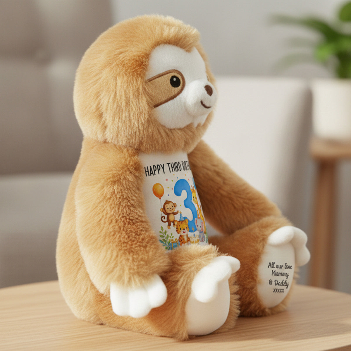 sloth teddy personalised teddy bear