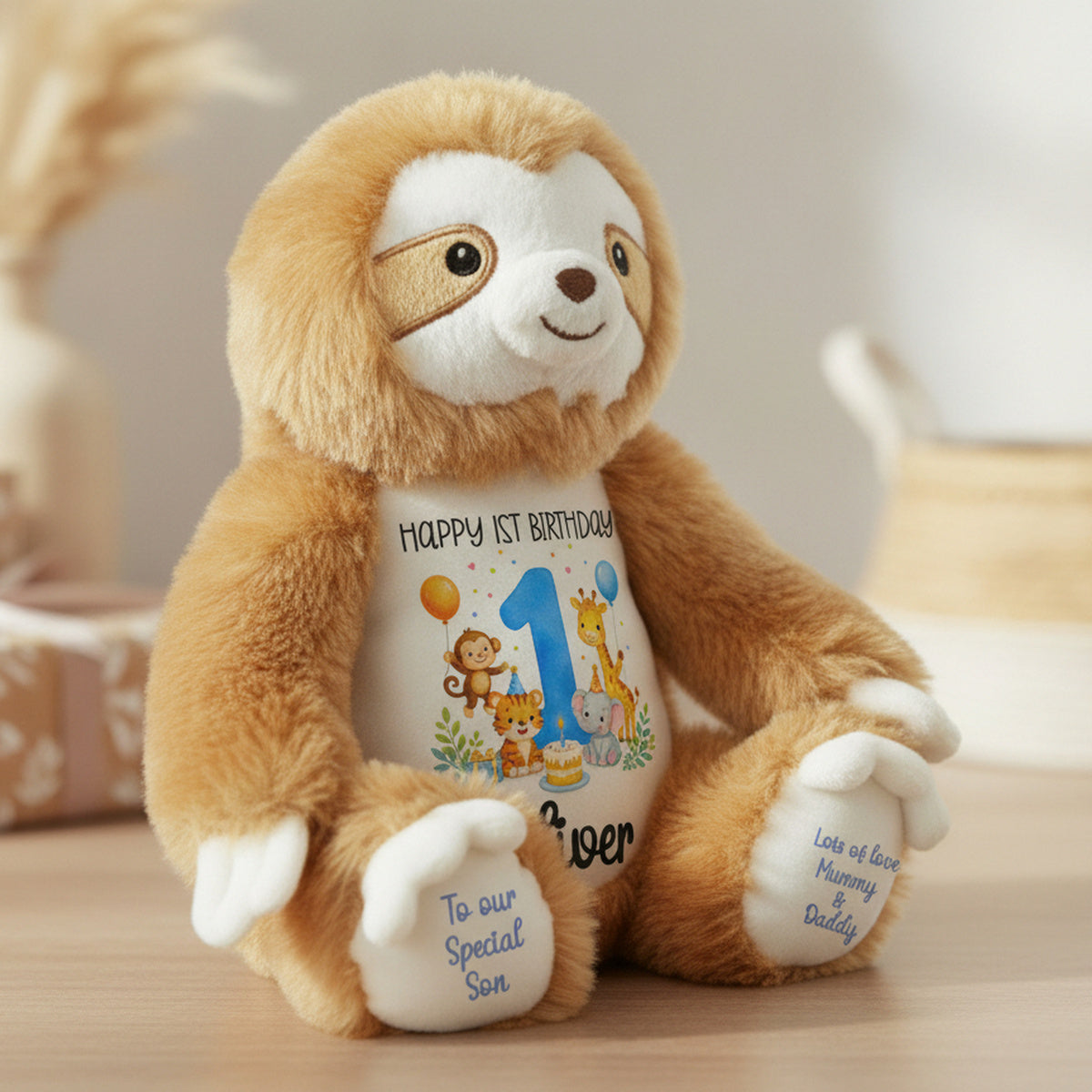 sloth teddy personalised teddy bear