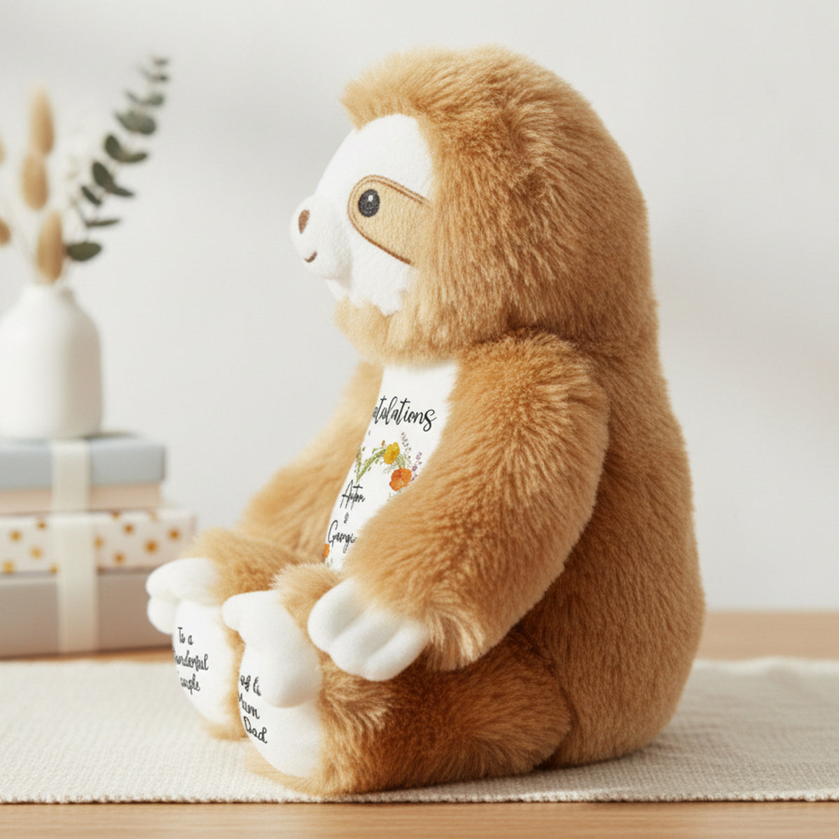 sloth teddy personalised teddy bear