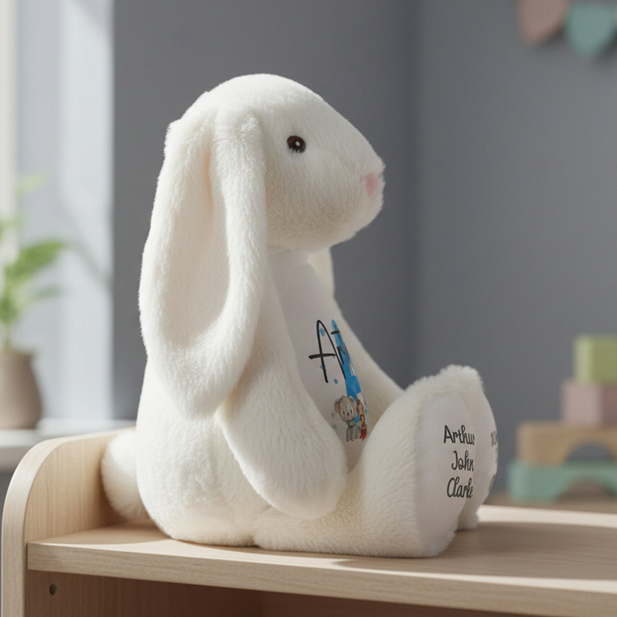 white bunny teddy personalised teddy bear