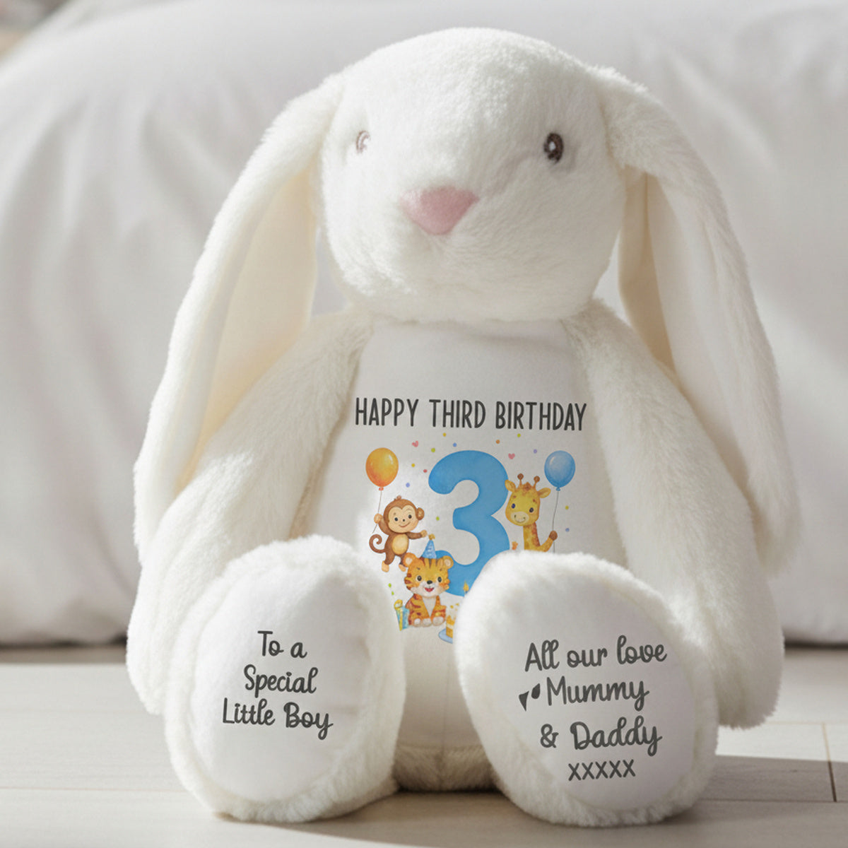 white bunny teddy personalised teddy bear