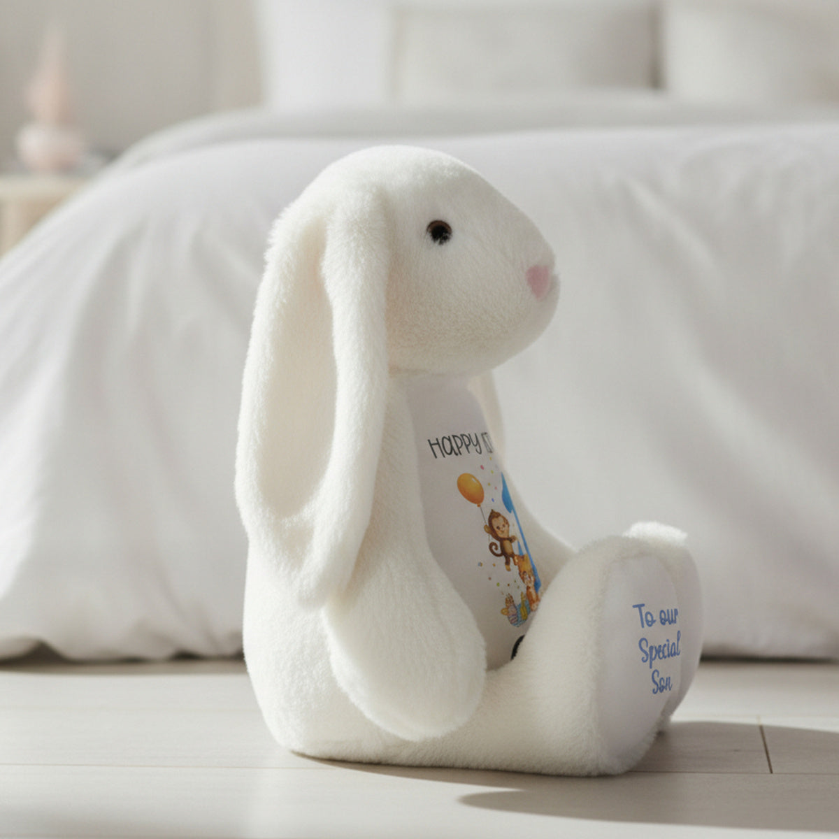 white bunny teddy personalised teddy bear