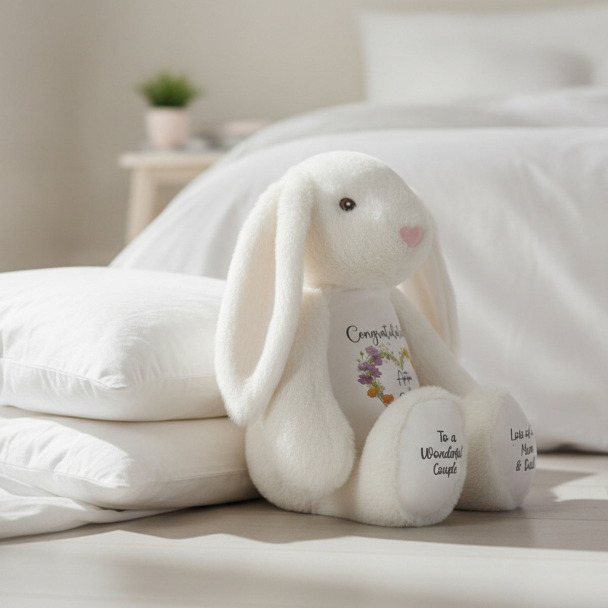 white bunny teddy personalised teddy bear
