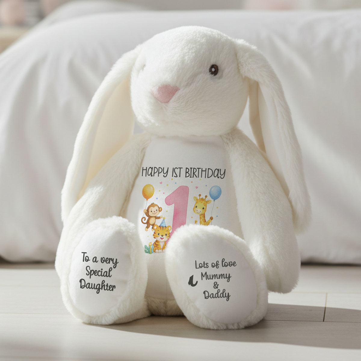 white bunny teddy personalised teddy bear
