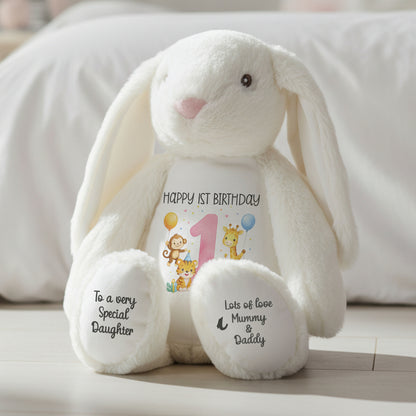 white bunny teddy personalised teddy bear