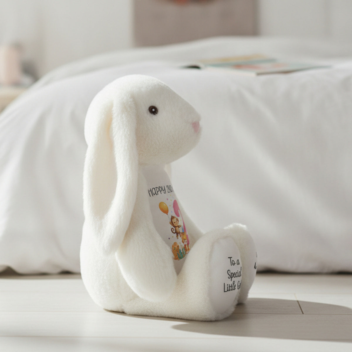 white bunny teddy personalised teddy bear