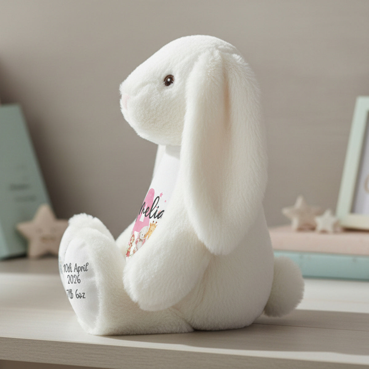 white bunny teddy personalised teddy bear