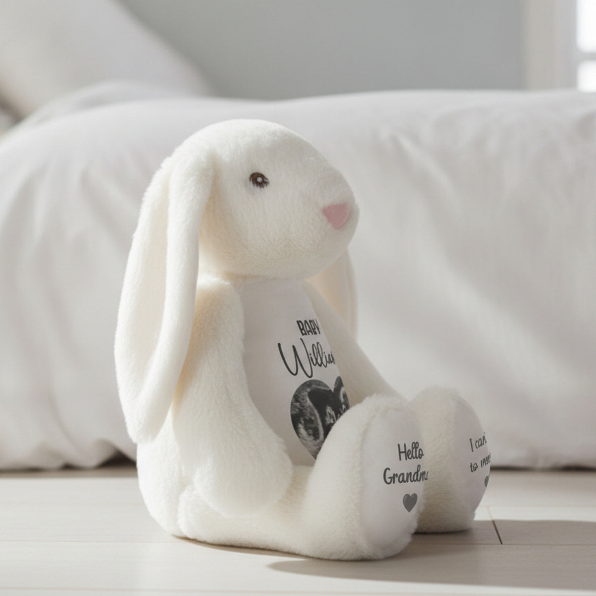 white bunny teddy personalised teddy bear