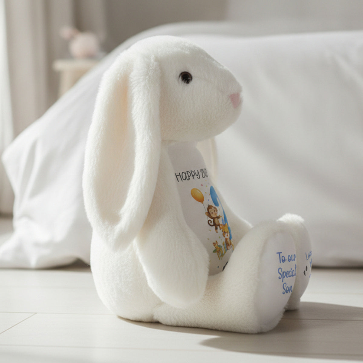 white bunny teddy personalised teddy bear