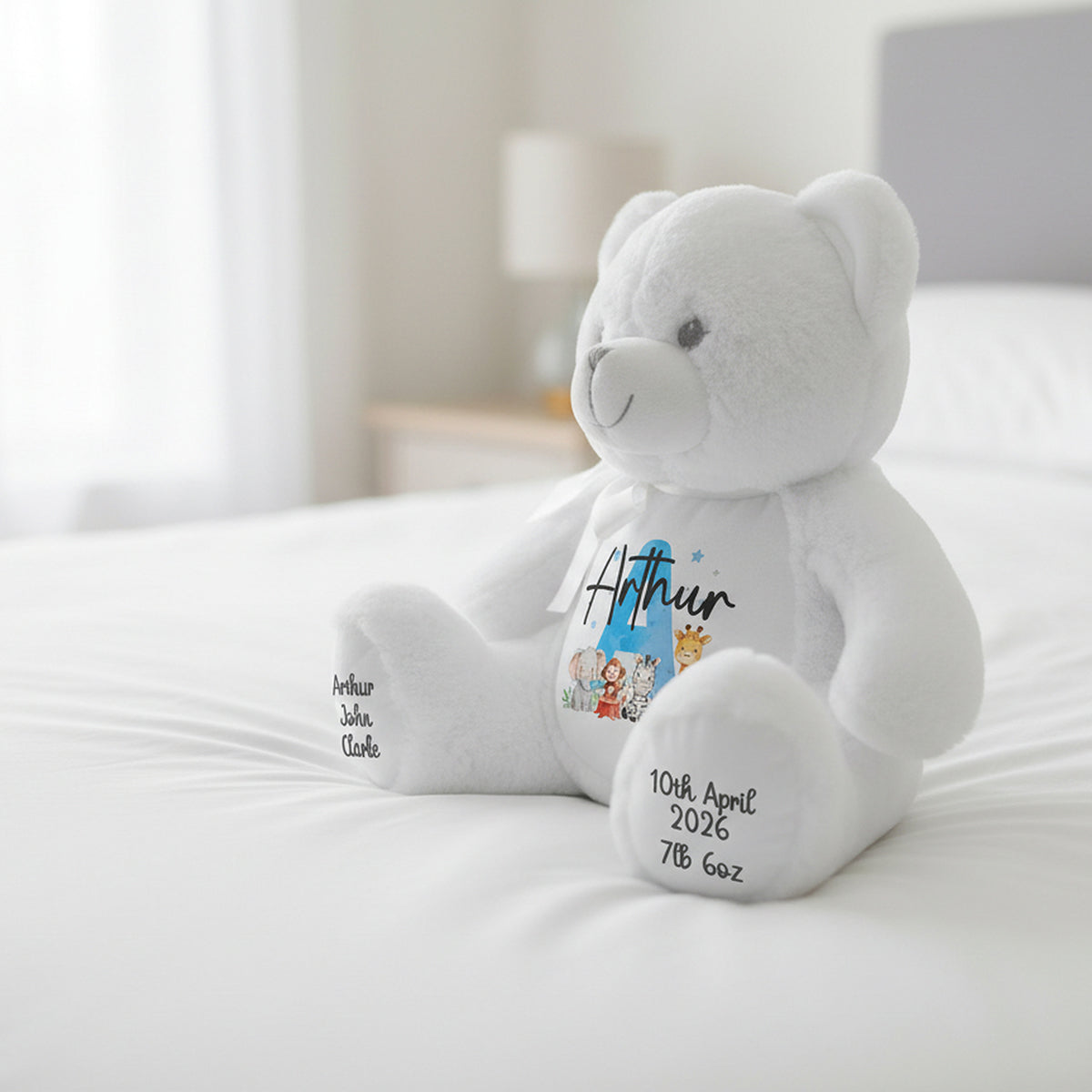 white teddy bear personalised teddy bear