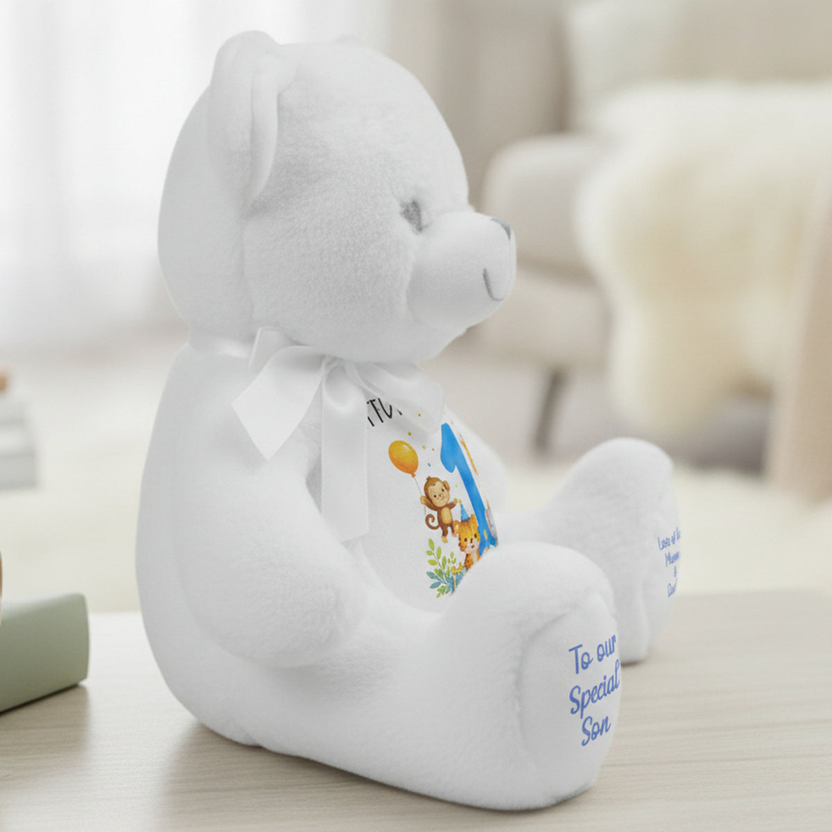 white teddy bear personalised teddy bear