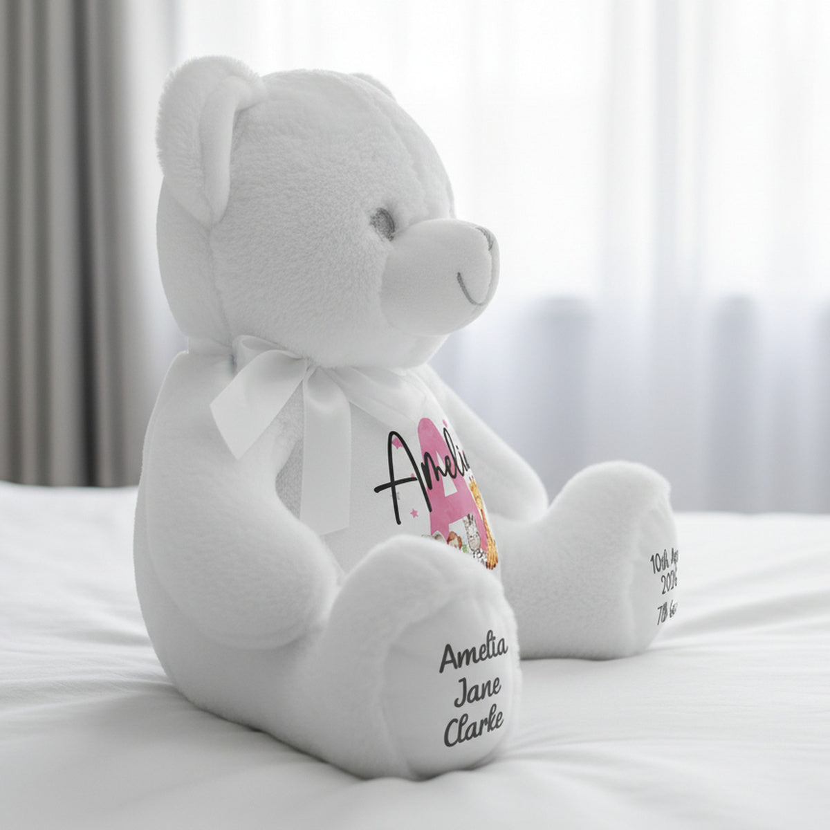 white teddy bear personalised teddy bear