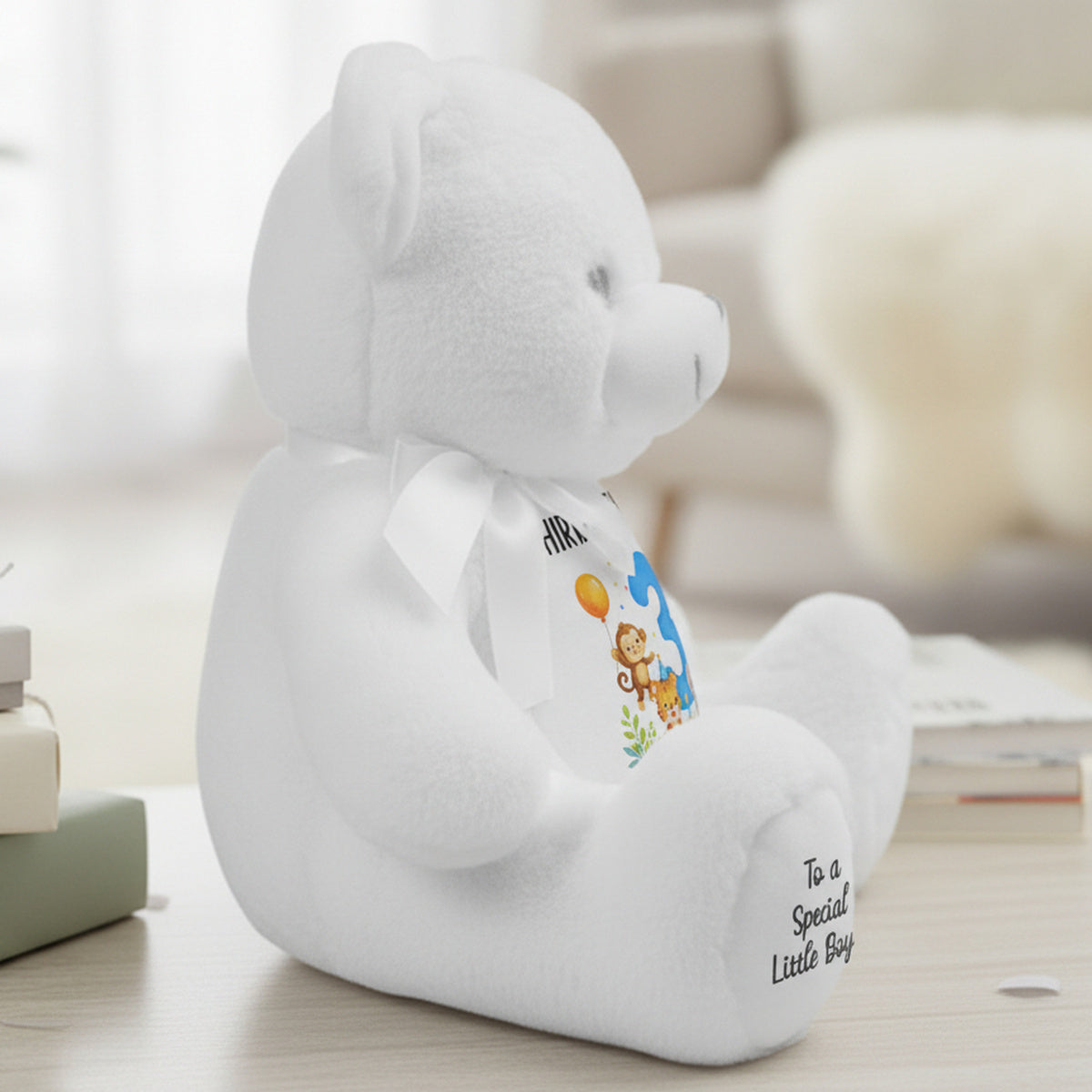white teddy bear personalised teddy bear
