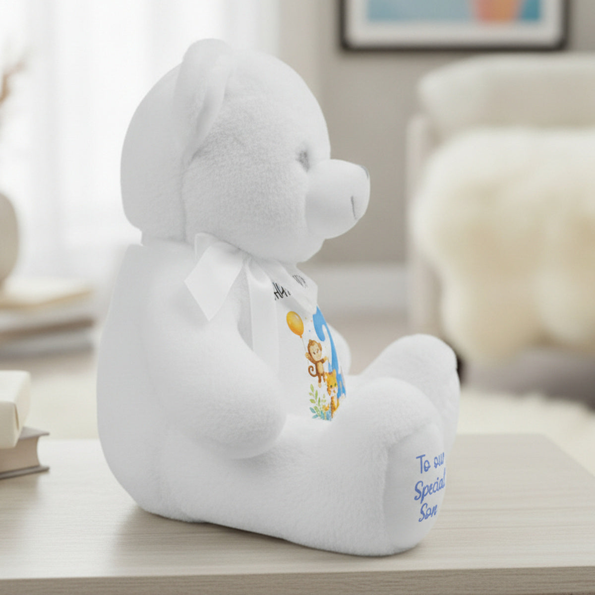 white teddy bear personalised teddy bear