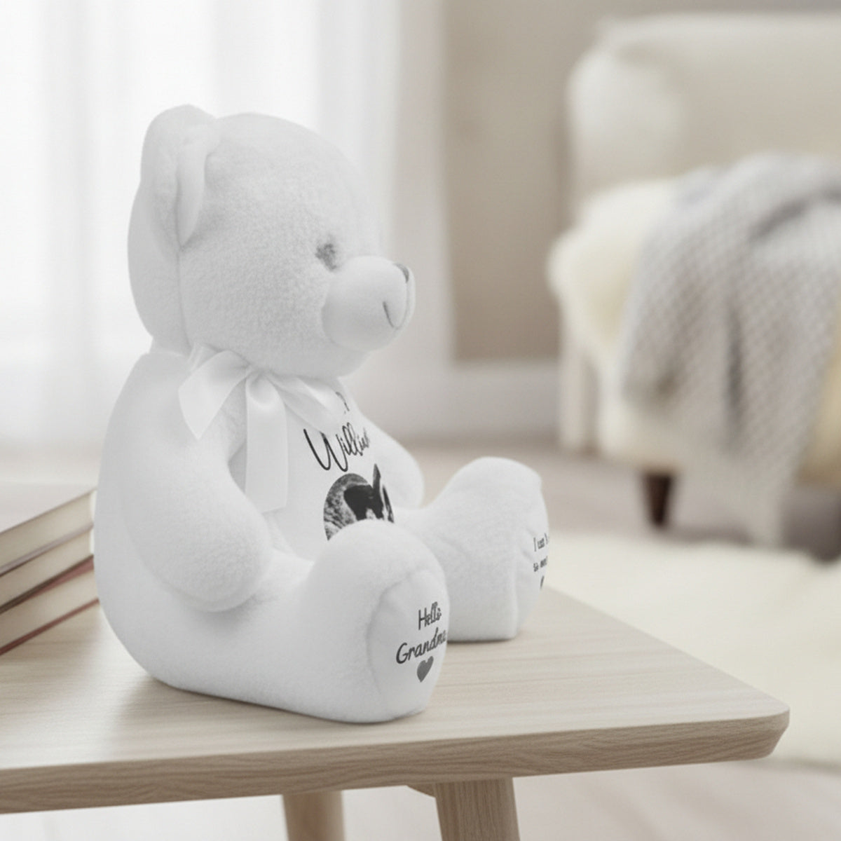 white teddy bear personalised teddy bear