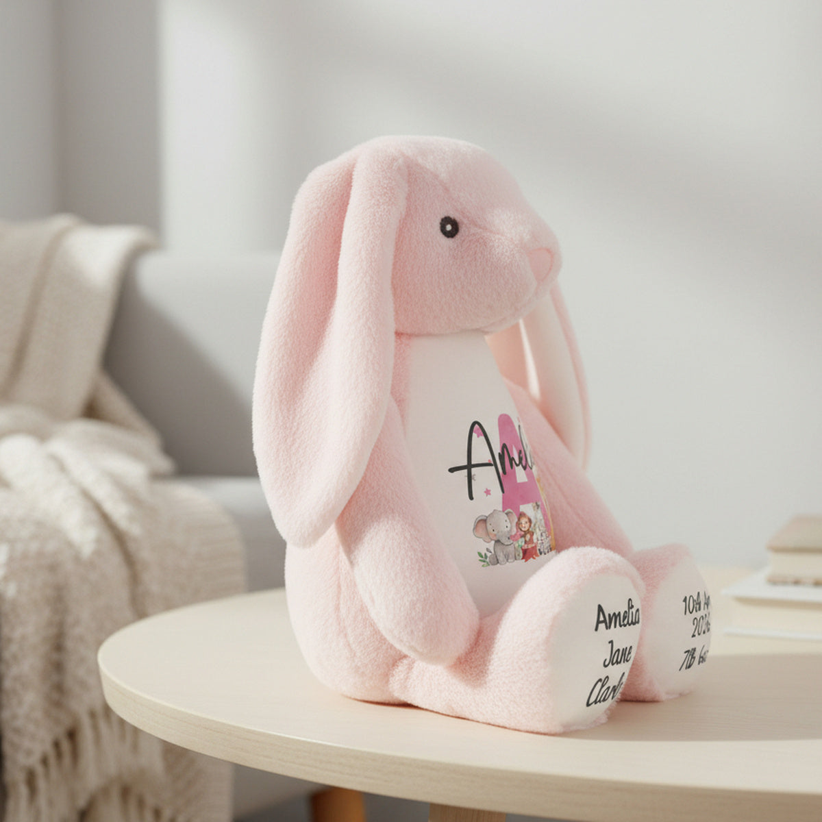 pink bunny teddy personalised teddy bear