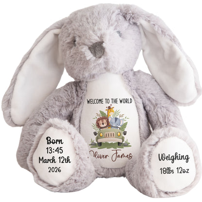 Baby Animal Safari Car New Baby Personalised Teddy Bear