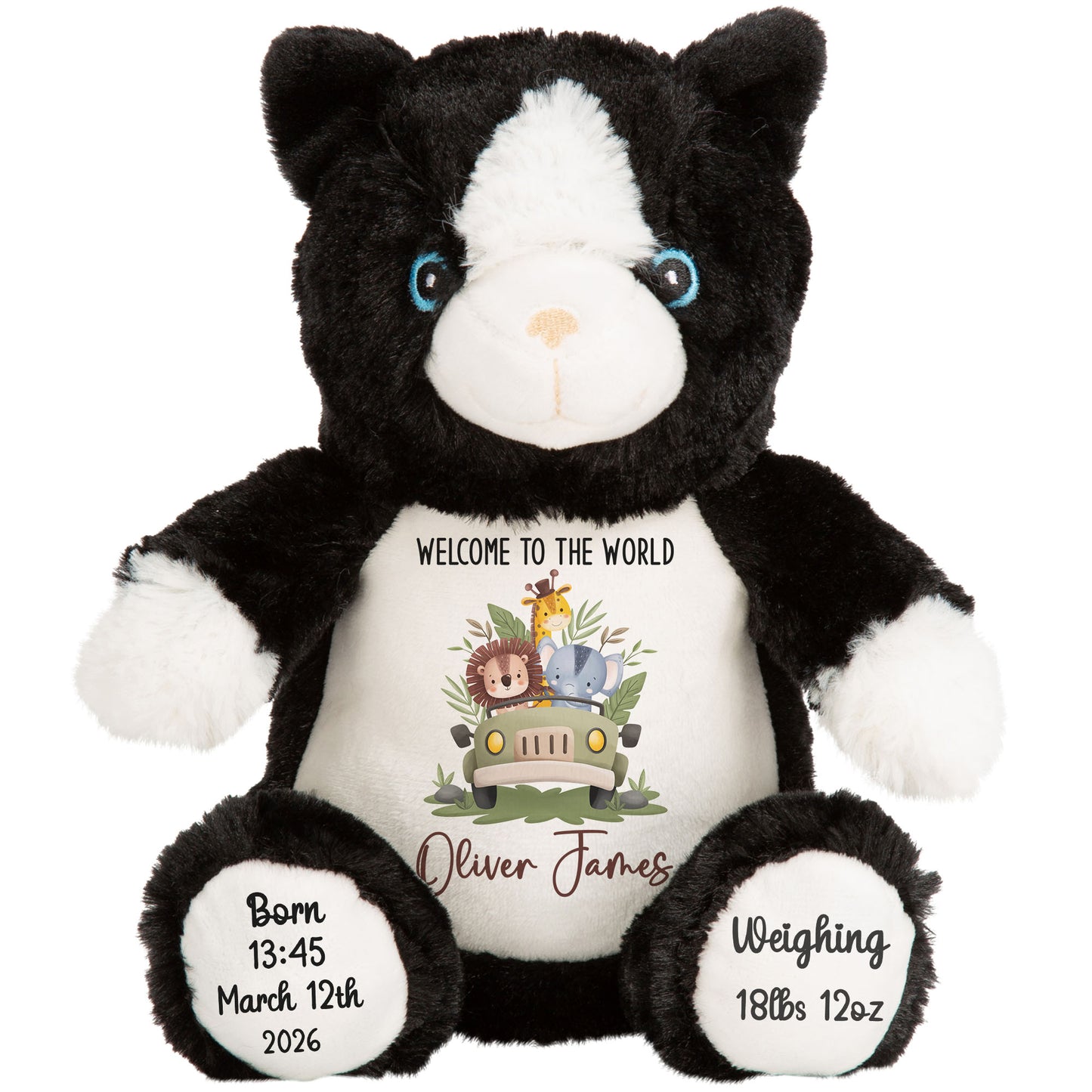 Baby Animal Safari Car New Baby Personalised Teddy Bear