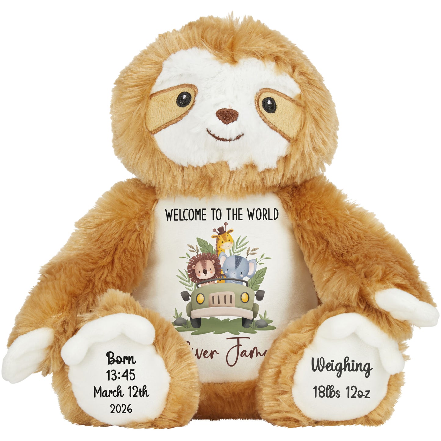 Baby Animal Safari Car New Baby Personalised Teddy Bear