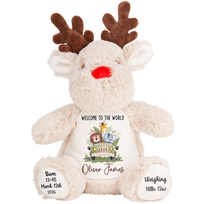 Baby Animal Safari Car New Baby Personalised Teddy Bear