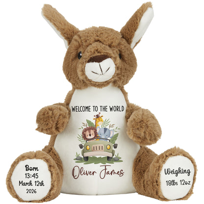 Baby Animal Safari Car New Baby Personalised Teddy Bear