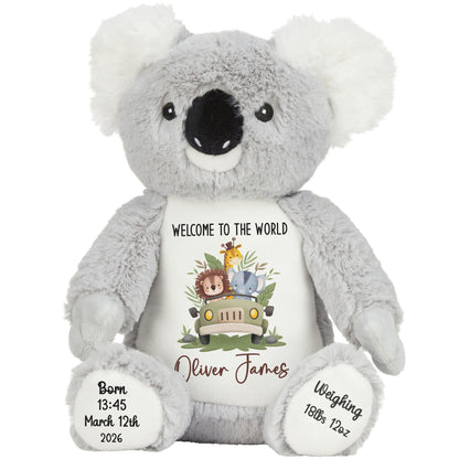 Baby Animal Safari Car New Baby Personalised Teddy Bear