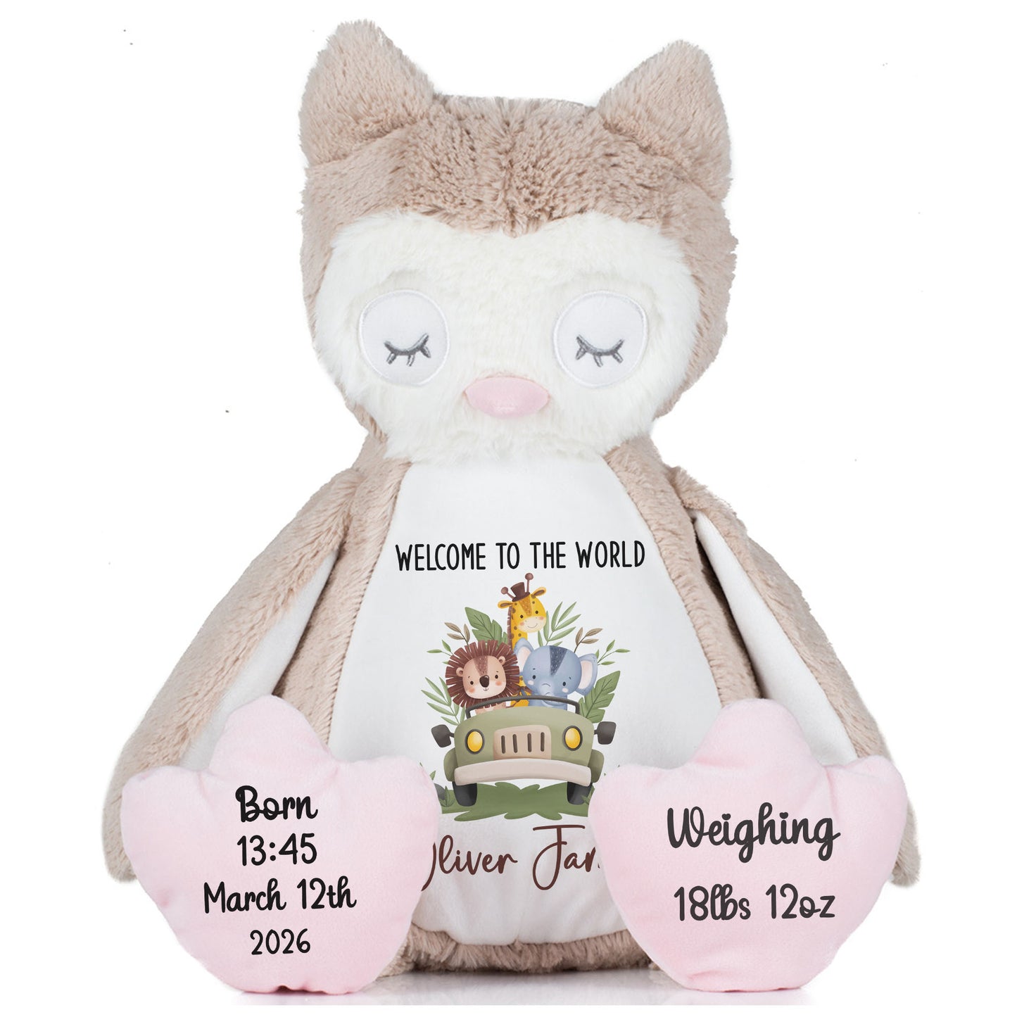 Baby Animal Safari Car New Baby Personalised Teddy Bear