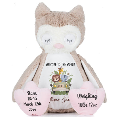 Baby Animal Safari Car New Baby Personalised Teddy Bear