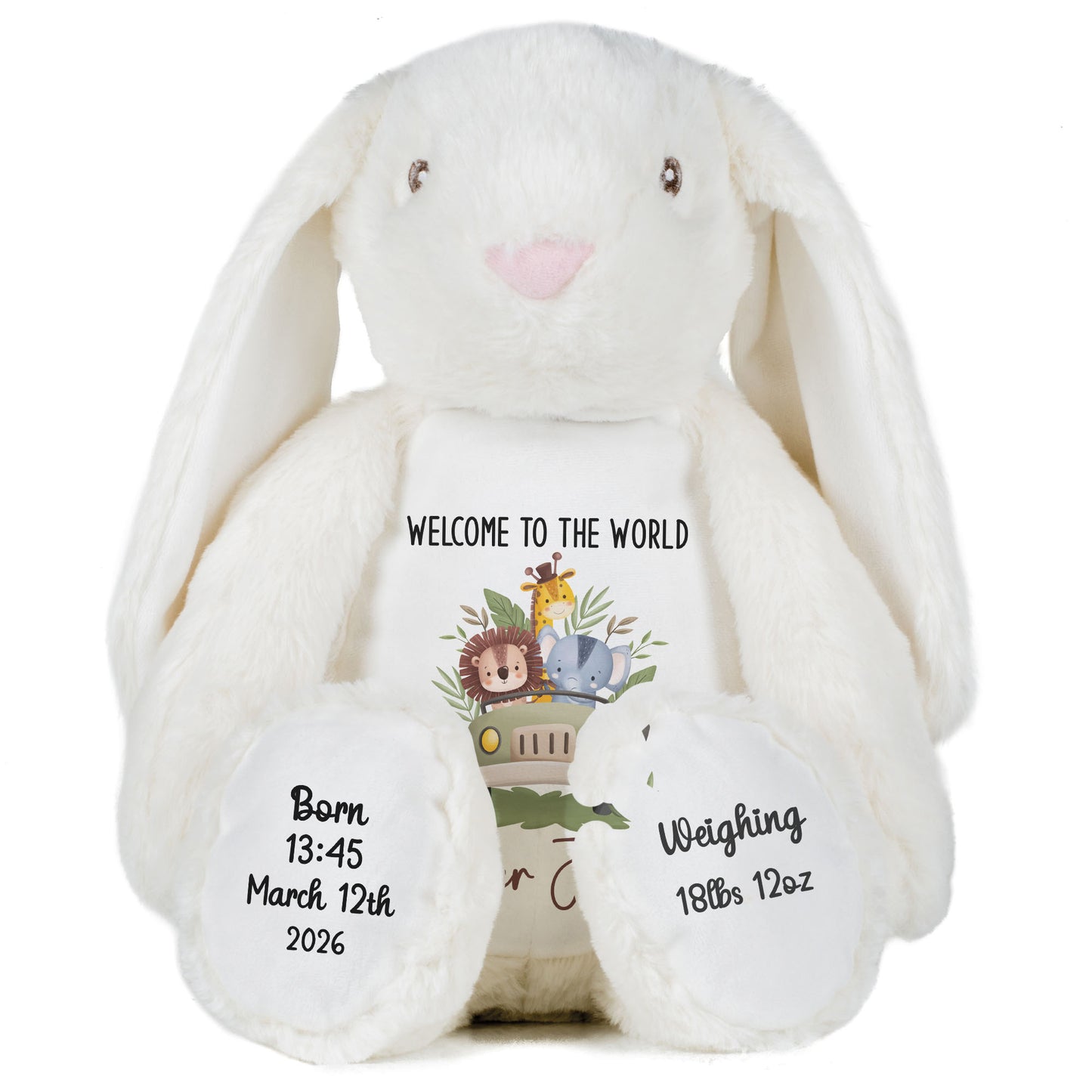 Baby Animal Safari Car New Baby Personalised Teddy Bear