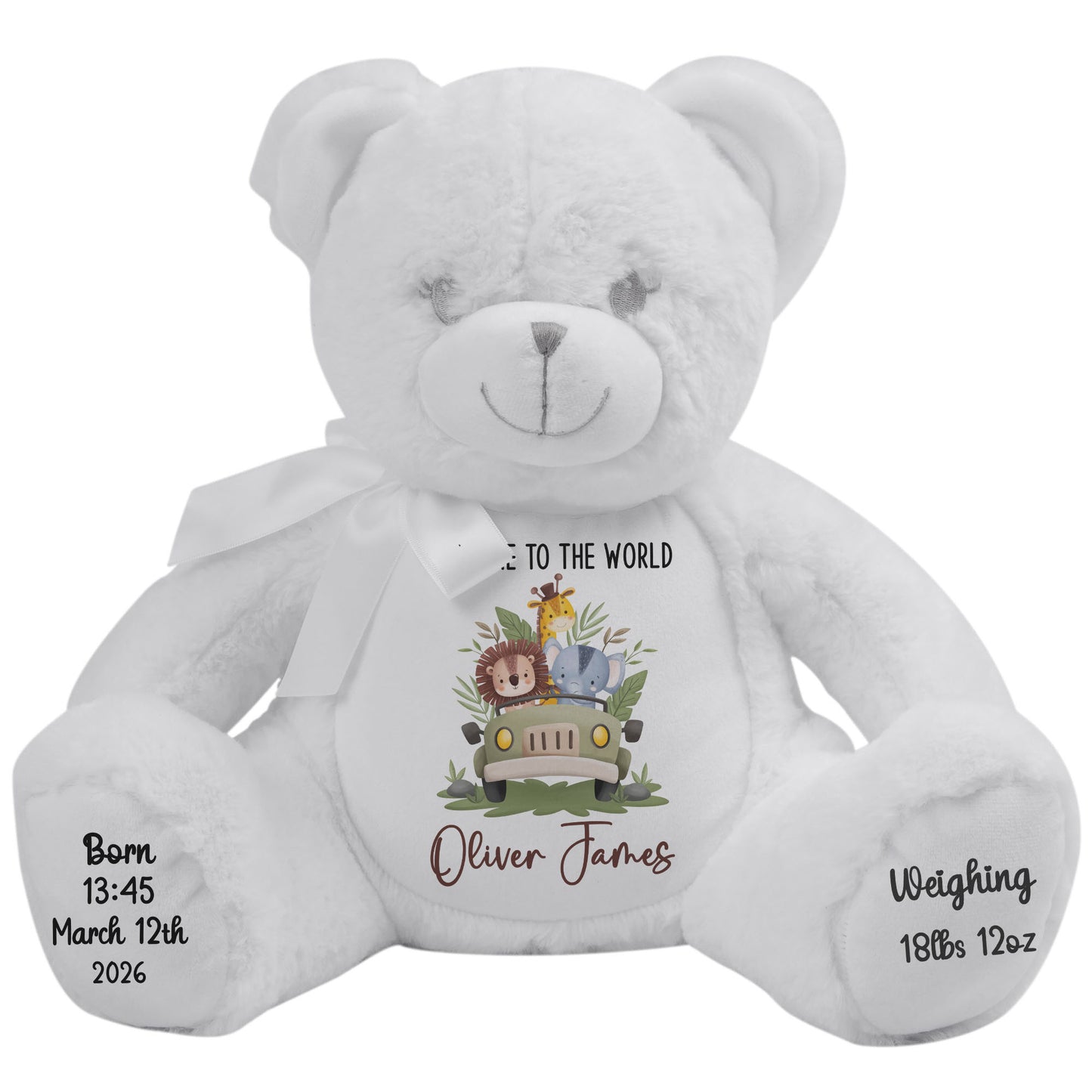 Baby Animal Safari Car New Baby Personalised Teddy Bear
