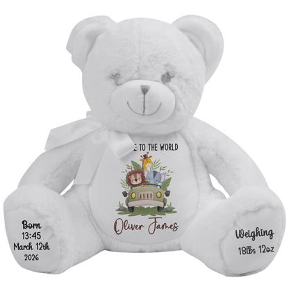 Baby Animal Safari Car New Baby Personalised Teddy Bear