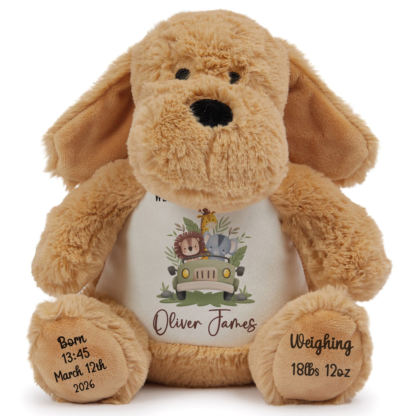 Baby Animal Safari Car New Baby Personalised Teddy Bear