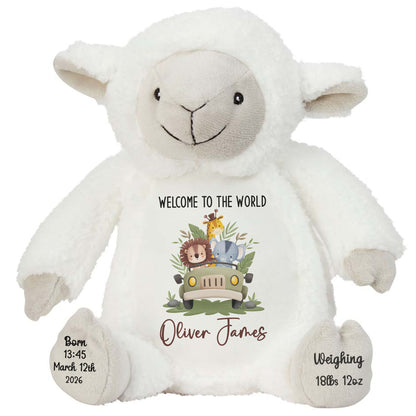Baby Animal Safari Car New Baby Personalised Teddy Bear