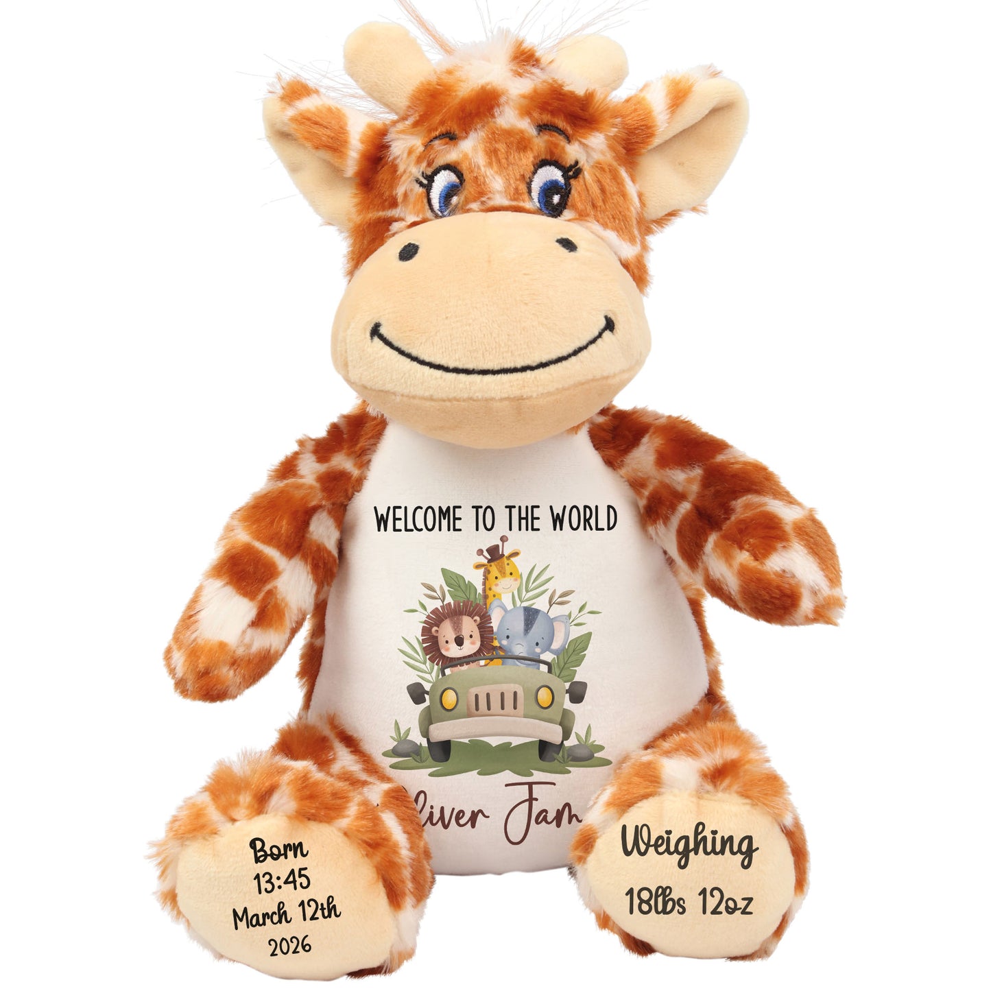 Baby Animal Safari Car New Baby Personalised Teddy Bear