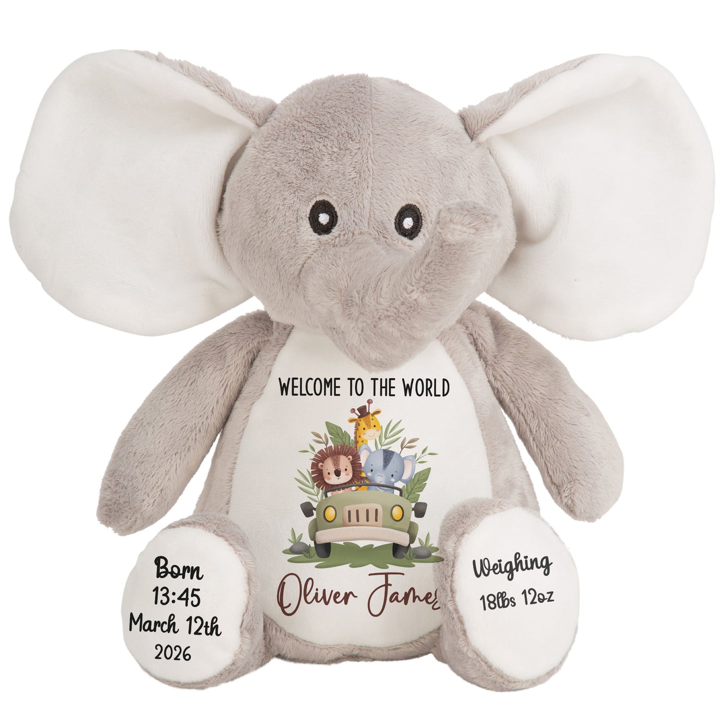 Baby Animal Safari Car New Baby Personalised Teddy Bear