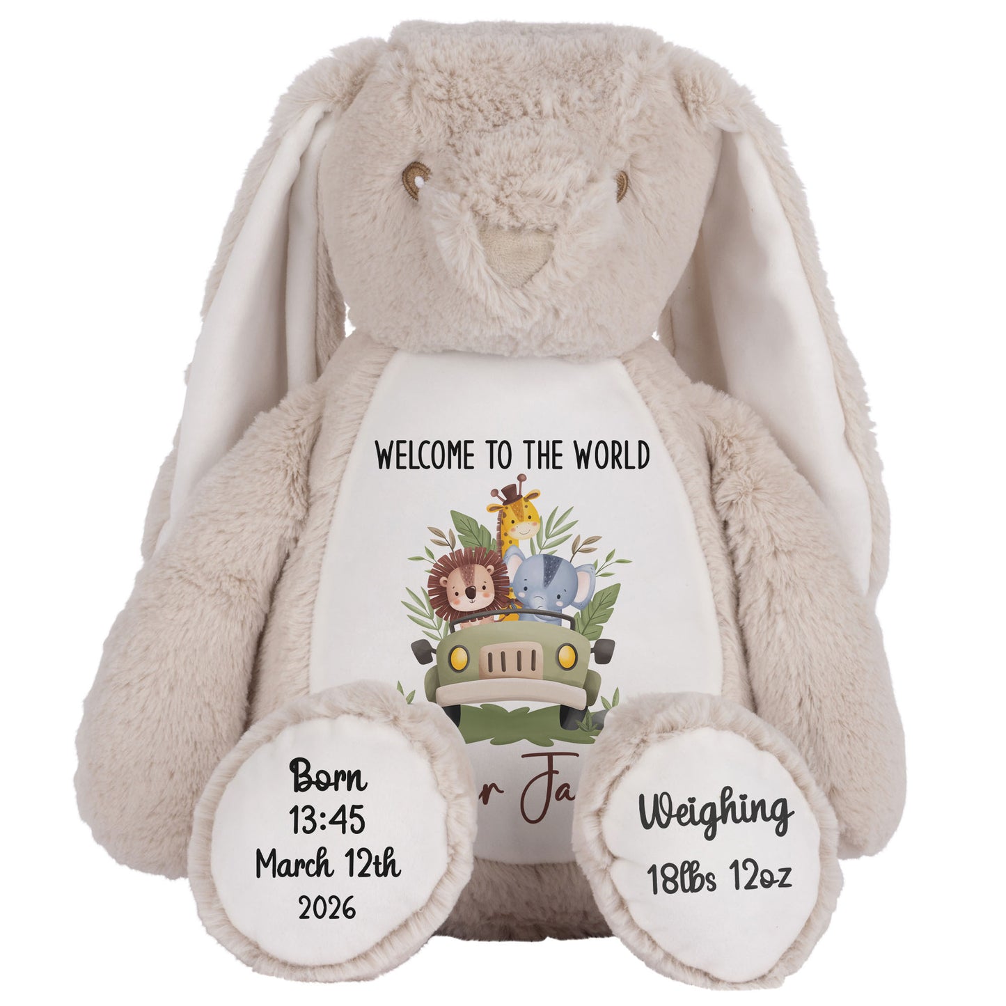 Baby Animal Safari Car New Baby Personalised Teddy Bear