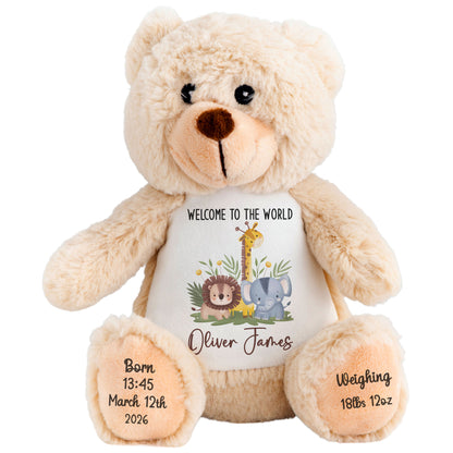 New Baby Jungle Safari Friends Personalised Teddy Bear