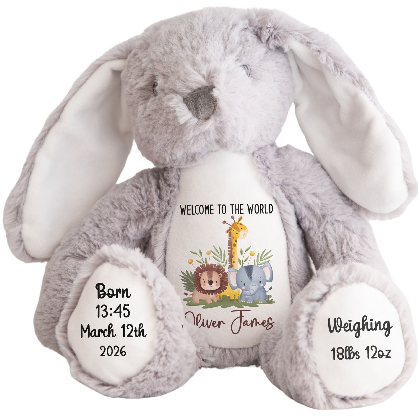New Baby Jungle Safari Friends Personalised Teddy Bear